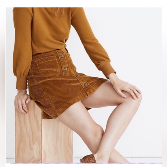 Madewell Corduroy size 14 Skirt Golden Ribbed Knit NWOT Patch Pocket Egyptian - Picture 2 of 9